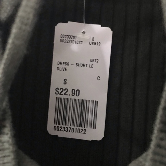 Olive Green Ribbed Mini Dress - size Small - Picture 4 of 5